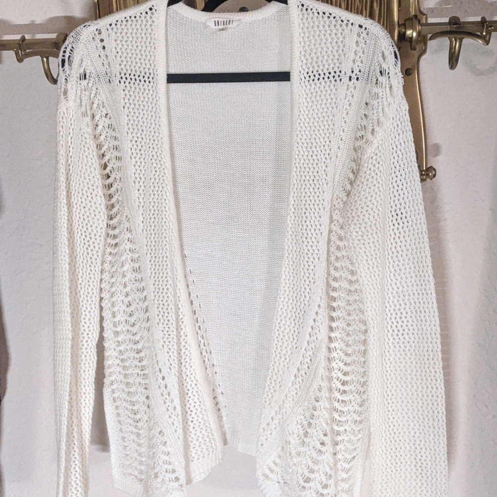 white draped front cardigan